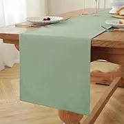 Green Table Runners 72 Inches Long, Linen Textured Rustic Farmhouse Table Runner, Boho Coffee Table Runner for Home Decor, 13x72 Inches, Sage Green