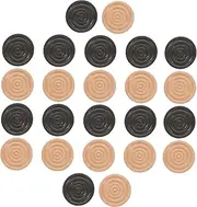 Kisangel 24pcs Wooden Checkers Chess Pieces Wooden Backgammon Chess Checkers Board Game Pieces Board Game Accessory for Party Supply