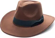 ComfyCamper Brown Fedora Hat – Adult and Teens Classic Mens Cowboy Costume Accessories Safari Jungle Explorer Archeologist