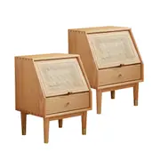 MIUZ 2x Bedside Tables Drawers Side Table Nightstand Storage Cabinet Solid Oak Timber