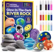National Geographic Glow in the Dark Rock Painting Kit - Arts & Crafts Kit for K