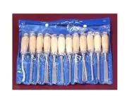 12pc 8" Wood Carving Chisel Tool Set Skew Wood Bent Pointed V-straight Chisels