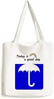[ProHomeDIY] Rain Blue Square Warning Mark Tote Canvas Bag Craft Washable Fashion Shopping Handbag