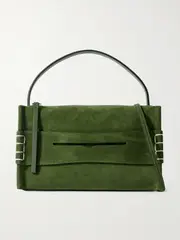 [JW Anderson] JW Anderson - Loafer Embroidered Suede Shoulder Bag - Army green - One size One size Green