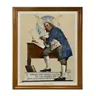 Norman Rockwell Benjamin Franklin Rustic Art Light Oak Framed Picture Print