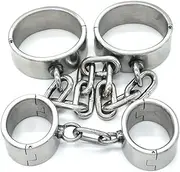 FDYVSQ BDSM Bondage Set Restraint Set - Stainless Steel Handcuffs & Ankle Cuffs with Chain - Lockable Hands and Feet Cuff - Erotic Sex Toy for Women Men Couples(Color:Men,Size:Runden Fuß)