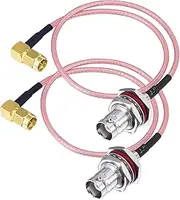 URCIANOW BNC Female Bulkhead to SMA Male Right Angle 90 Degree 2PCS 12" 50 ohm Low Loss RG316 Coaxial Cable Connector RF Antenna Extension Cable for Radio Wi-Fi Antenna Wireless LAN Devices Use