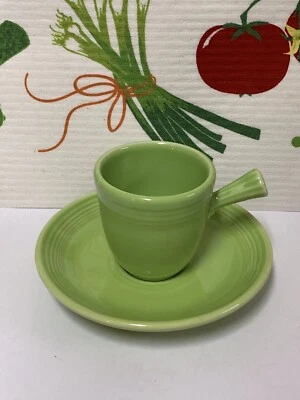 Fiesta AD Cup & Saucer Chartreuse Stick Handle Demitasse Espresso Mod NEW
