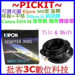 可調光圈移軸+平移TILT & SHIFT KIPON NIKON G AI F鏡頭轉CANON EOS M相機身轉接環