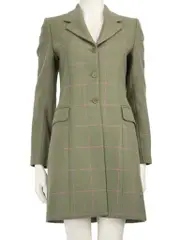 Green Wool Purple Checkered Coat