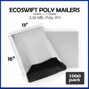 1000 13x15 EcoSwift Poly Mailers Plastic Envelopes Shipping Mailing Bags 2.35MIL