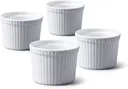 [WM Bartleet & Sons 1750] TSET47 Set of 4 Traditional Porcelain Deep Ramekins 7cm Diameter– White
