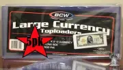 5 BCW LARGE Currency Banknote Holder Rigid Toploader Case 7 9/16 x 3 1/4 Topload