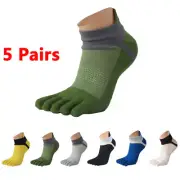 5Pair Mens Cotton Toe Socks Five Finger Solid Sport Ankle Breathe Low Cut Socks╰