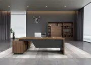 DreasyTech Executive Office Desk Adjustable 1.8M/2.0M With Right Return Brown Oak MYDEAL