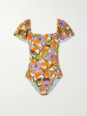 [La DoubleJ] La DoubleJ - Scarlett Ruffled Printed Swimsuit - Orange - small small Orange