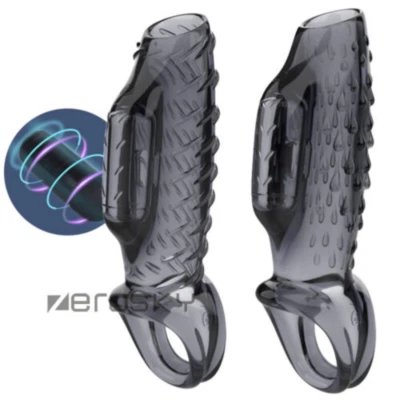 Male Penis-Extender-Enlarger-Girth Sleeve-Reusable-Condom-Delay-Ejaculation MEN