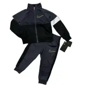 Nike NWT Boys Size 24 Months Track Suit Jacket Jogger Bottoms Set Black Grey