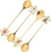 TINEASUR 4pcs Christmas Cutlery Set Stirring Spoons Creative Fork & Spoon Small Appetizer Spoons Holiday Spoons Coffee Mixing Spoons Creative Spoons Sugar Spoon Spoons for Hot Chocolate