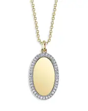 Moon & Meadow 14K Yellow Gold Kate Diamond Oval Necklace, 18