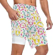 [ZZXXB] Poodle Polka Dot Athletic Shorts for Men with Pockets 2 in 1 Quick Dry Running Shorts S-3XL