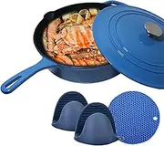 Home Enameled Cast Iron Non Stick Cookware and Grill for Casserole Dish 5 Quarts Cast Iron Skillets Grill Frying Pan Saute Pan Bakeware