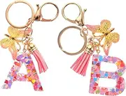[SAFIGLE] 2Pcs Portable Letter Keychain Pendant Chic Bag Decor with Initials Durable Design for Access present for