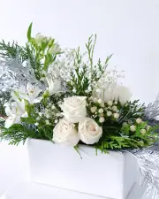 Christmas Table Flowers - White and Silver