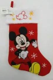 LARGE 17" PLUSH MICKEY MOUSE DISNEY CHRISTMAS X-MAS STOCKING NEW EMBOSSED NWT