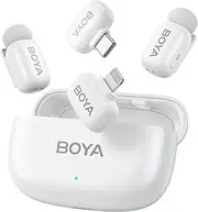 BOYA mini Wireless Lavalier Microphone for iPhone 15/16 Android Smartphone/PC/Tablet with Type-C Input, AI Voice Change, Noise Reduce for YouTube Podcast Vlog TikTok (White, 2TX+2RX(Lightning&USB-C))