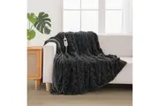 Dreamaker 500gsm Faux Fur Heated Throw Extra Large Charcoal 180 x 200cm