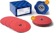 PFERD COMBICLICK Fibre Discs Set, 9 Pieces/Ceramic Grain Diameter 125 mm CO-Cool 36, 60, 80, 120 Including Support Plate / 42098002 - for Cool Grinding on Stainless Steel with Angle Grinder