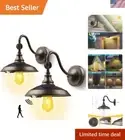 Solar Barn Light Outdoor with 3 Modes, Aluminum Vintage Gooseneck Wall Barn L...