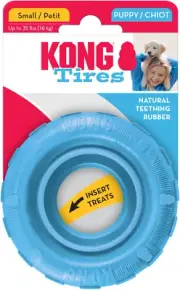 - Puppy Tires - Soft Rubber Chew Toy and Treat Dispenser (Assorted Colours) - fo