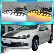 Compatible With VW Scirocco 2011 2012 2013 2014 2015 Yellow Turn Signal Style Relay 12V Car LED DRL Daytime Running Light(White yellow blue)