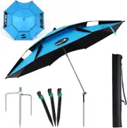 7.2 Ft Beach Umbrella for Sand, Portable Windproof UV Protection Sunshade Sturdy