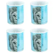 4PK LMD Dots By Donna Leo The Lion Glass Candle 45hr Burn Time Home Decor Blue