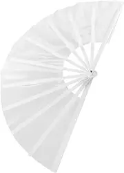 Garneck Blank Polyester Fan Kung Fu Fan Manual Dancing Compact Folding for Craft Dance Festival Decorations