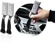 Double Head Brush for Car Clean, Soft Auto Interior Duster Detailing Brushes, Universal Vehicle Dashboard Screen, Air Vents, Computer etc Cleaning Tool Accessories (Black) (2)