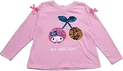[Sanrio] My Melody Girls' Long Sleeve T-Shirt with Open Shoulder Sequins