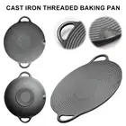 - Grill Pan BBQ Griddle Cast Iron Round Griddle for Home Party Travel and Outdoo