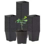 Square Seedling Pots Flexible Plastic Seedling Pots Black (100PCS) B7T29010