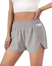 [Ngtcglm] Womens Quick-Dry Running Shorts with Zipper Pockets Athletic Gym Track Workout Shorts Layer Active Shorts