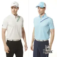 在飛比找PChome24h購物優惠-【Lynx Golf】男款合身版吸汗速乾水波紋組織布料流動感