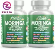 Moringa Powder Capsules + Turmeric Moringa Leaf Ceylon Cinnamon Ashwagandha Ging