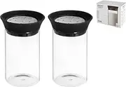 H&H Borosilicate Sugar and Cocoa Sprinklers 2-Pieces Set, Clear/Black