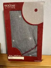 NEW Holiday Living Christmas Tree Skirt 56" Gray with stars