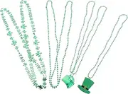 [Vaguelly] Patrick's Day Shamrock Necklace Beading Chain Irish Festival Jewelry for Men Women