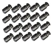 30Pcs Black Cord Locks, Stop Plastic End Single Hole Spring Loaded Toggle Cla...