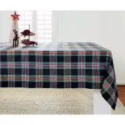 Solino Home Long Rectangle Linen Tablecloth for Christmas, Dining - Jewel Plaid